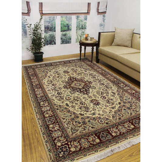 Pak-Persian Tabriz Ivory/Red Soft Area Rug