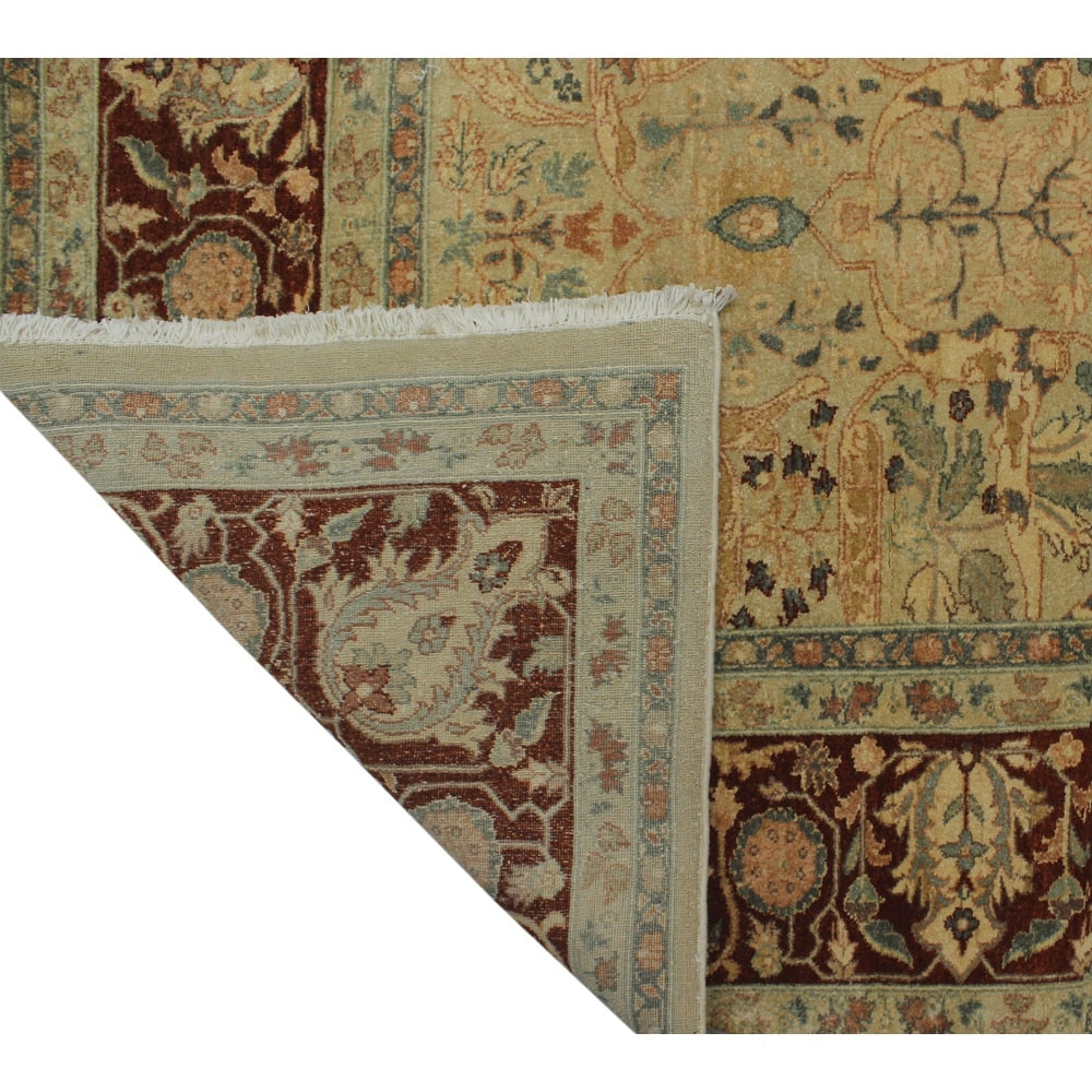 Turkish-Knotted Ankara Tabriz Lt. Green/Rust Soft Area Rug