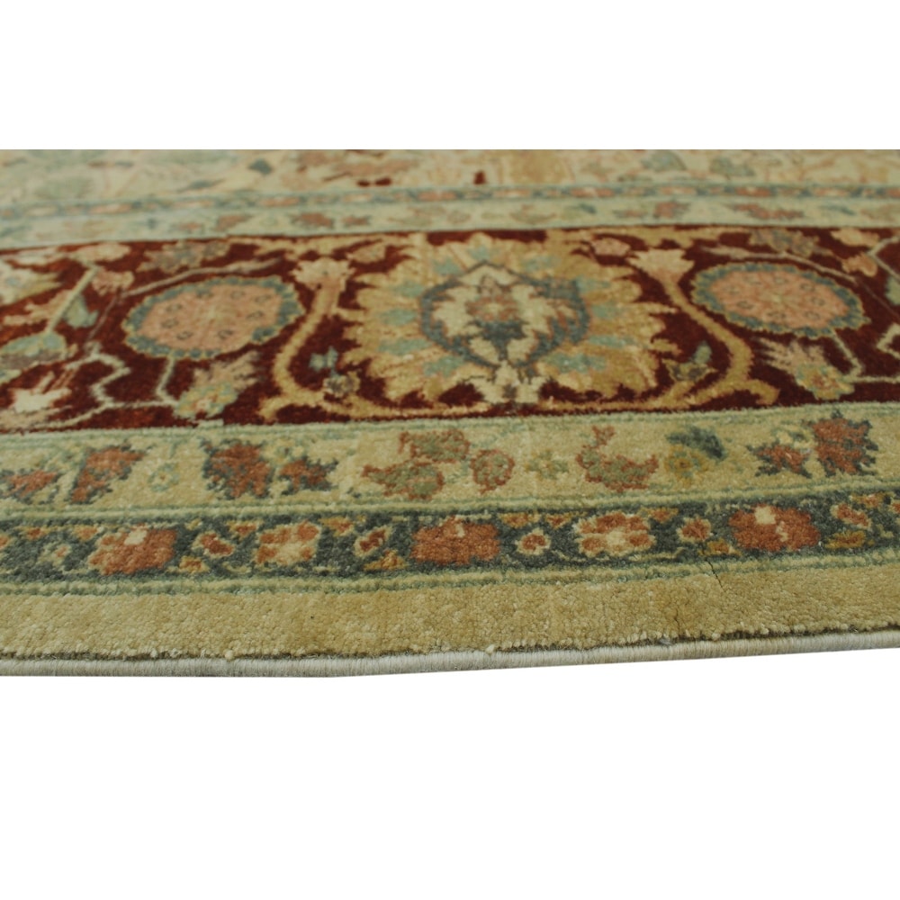 Turkish-Knotted Ankara Tabriz Lt. Green/Rust Soft Area Rug