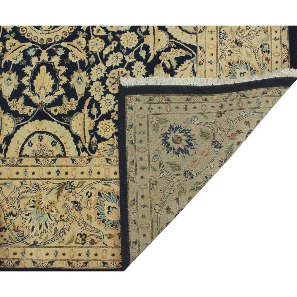 Vegetable-dyed Versailles Agra Tabriz Blue/Beige Soft Area Rug