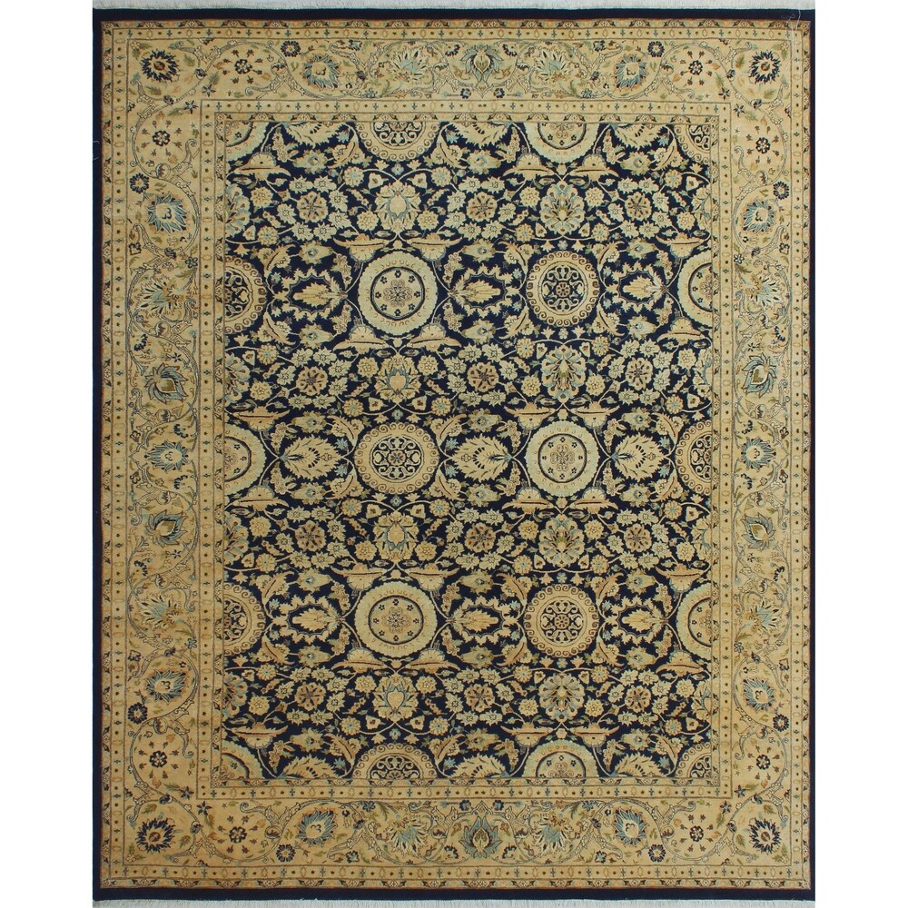 Vegetable-dyed Versailles Agra Tabriz Blue/Beige Soft Area Rug