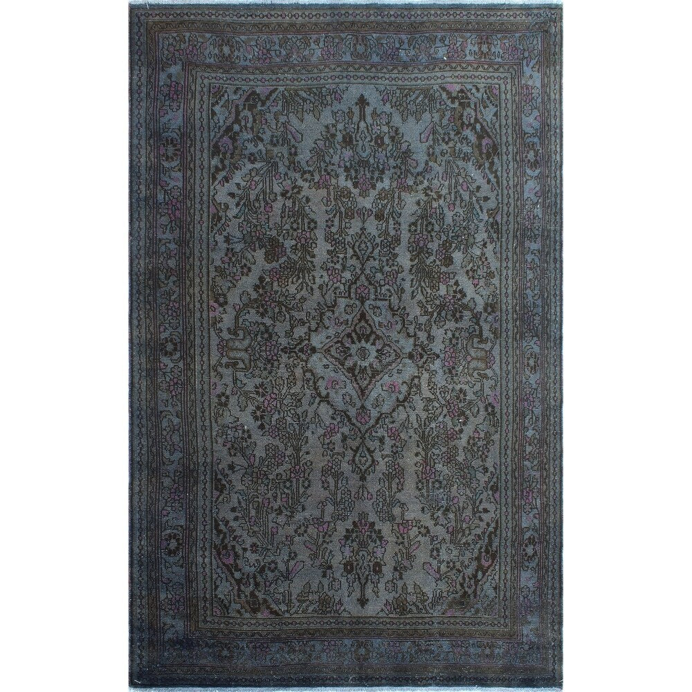 Vintage Distressed Overdyed Khorshed Grey/Brown Soft Area Rug