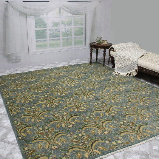 Yousafi Fine Chobi Asbat Grey/Green Soft Area Rug