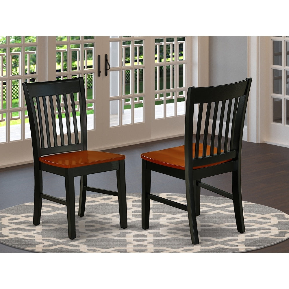 Norfolk Dining Chair with Plain Wood Seat in Black and Cherry Finish (Set of 2) - NFC-BCH-W