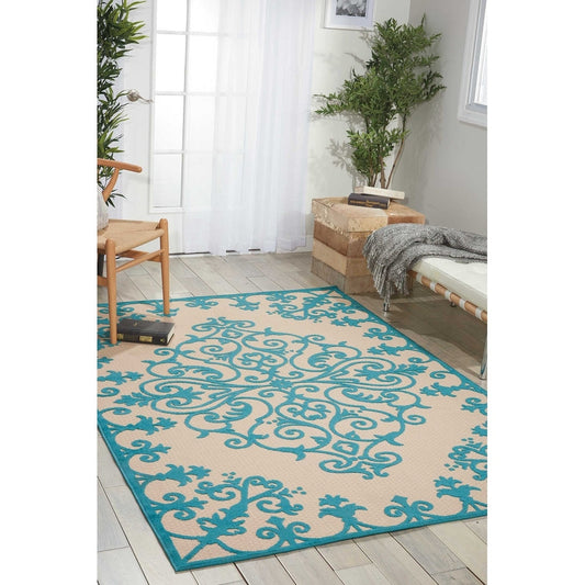 Aloha Modern Medallion Scroll Indoor / Outdoor Area Rug
