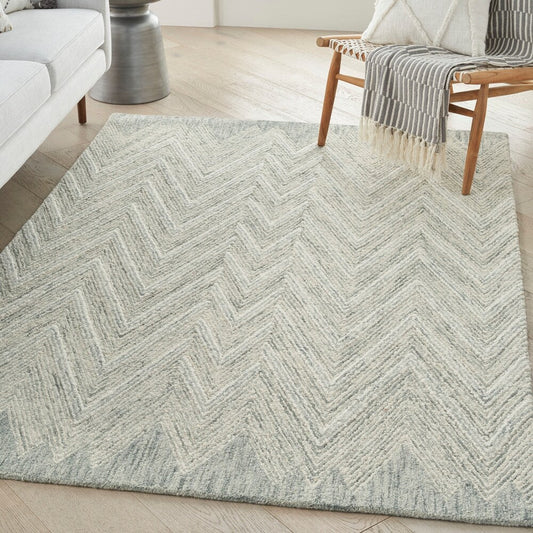Interlock Contemporary Chevron Tufted Teal Soft Area Rug