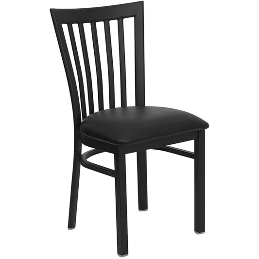 Offex Black School House Back Metal Restaurant Chair with Black Vinyl Seat - N/A