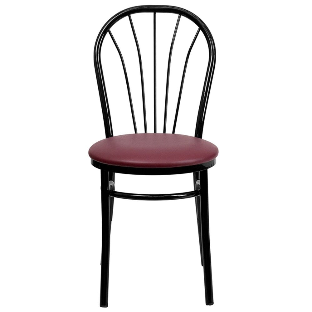 Offex OFX-98995-FF FanBack Metal Restaurant Chair -Burgundy Vinyl Seat - 16''W x 20''D x 34.5''H