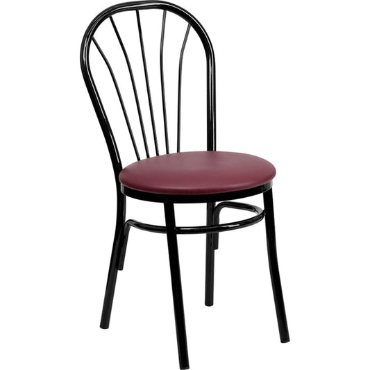 Offex OFX-98995-FF FanBack Metal Restaurant Chair -Burgundy Vinyl Seat - 16''W x 20''D x 34.5''H