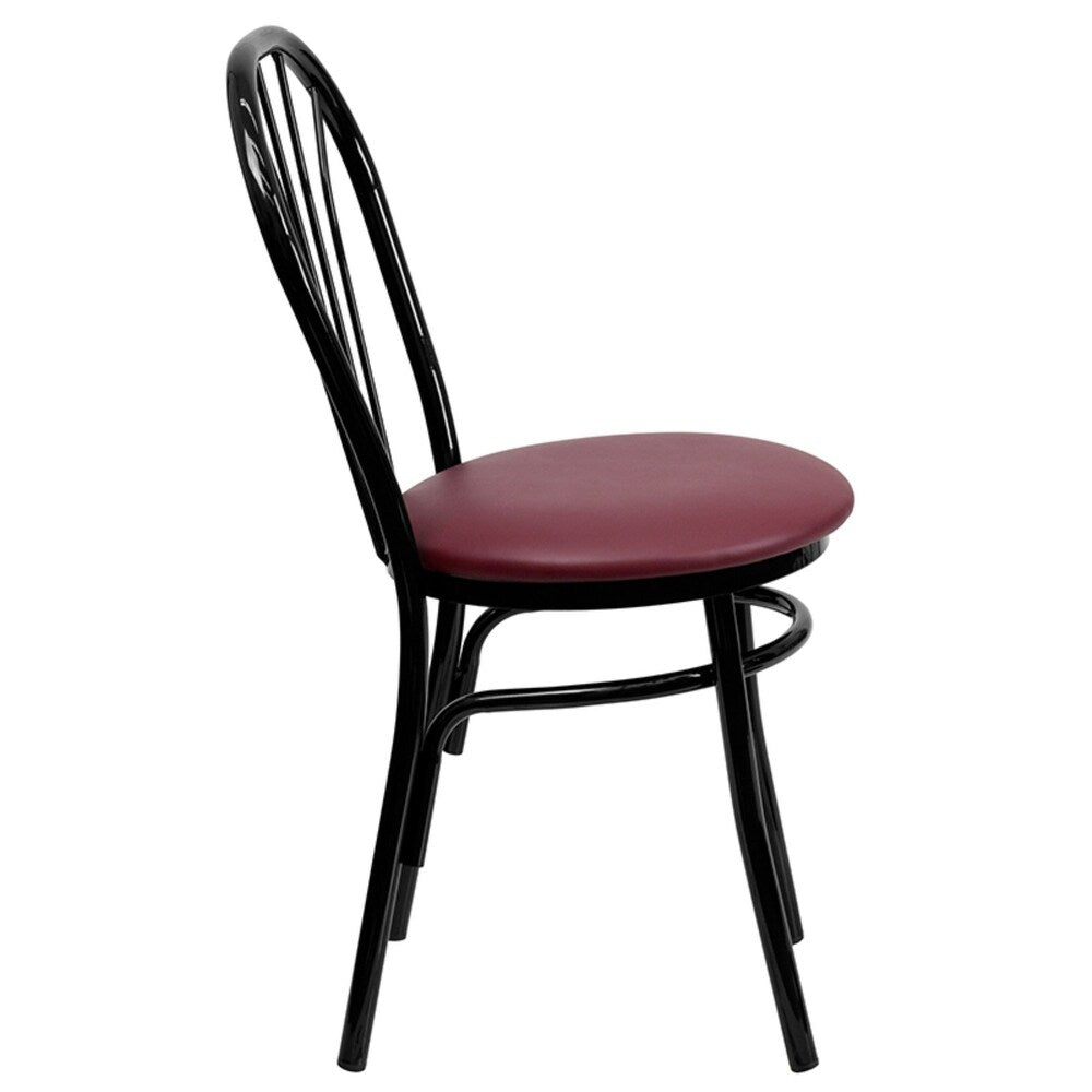 Offex OFX-98995-FF FanBack Metal Restaurant Chair -Burgundy Vinyl Seat - 16''W x 20''D x 34.5''H