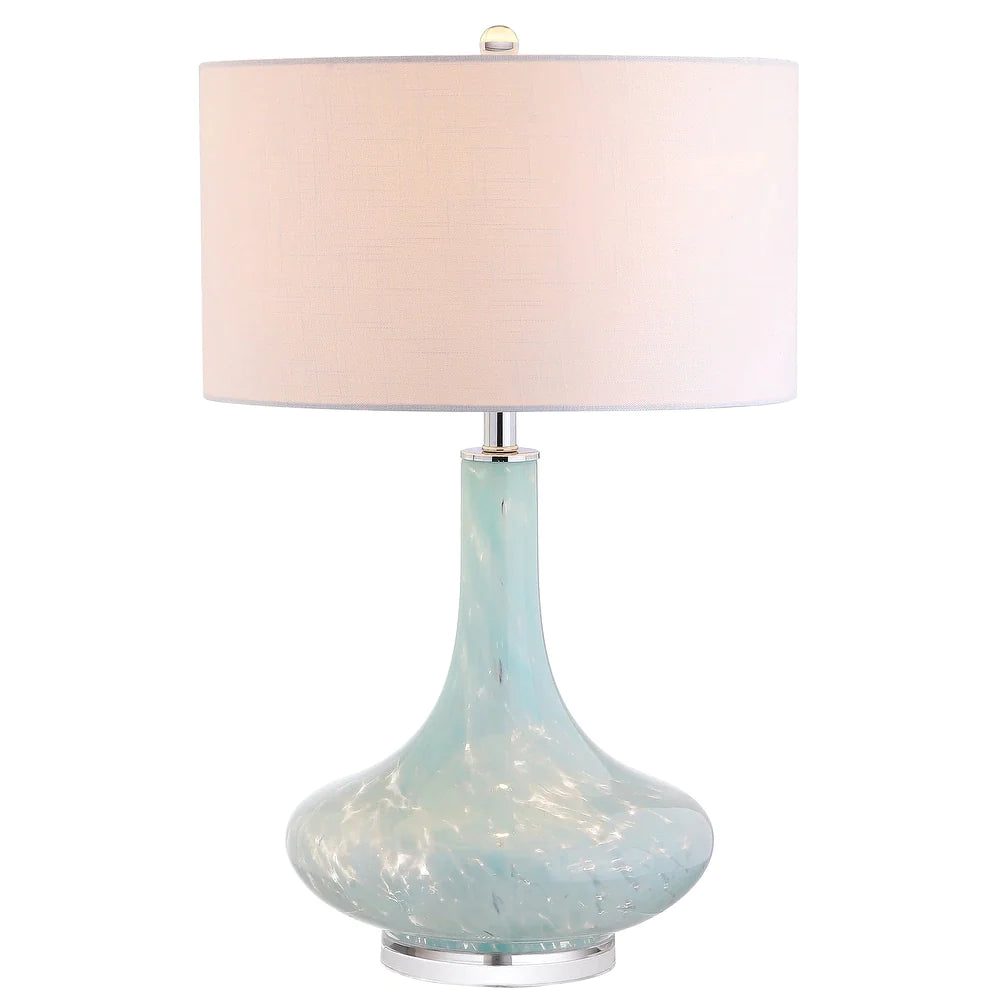 Olivia 29" Glass/Acrylic LED Table Lamp, Ice Blue