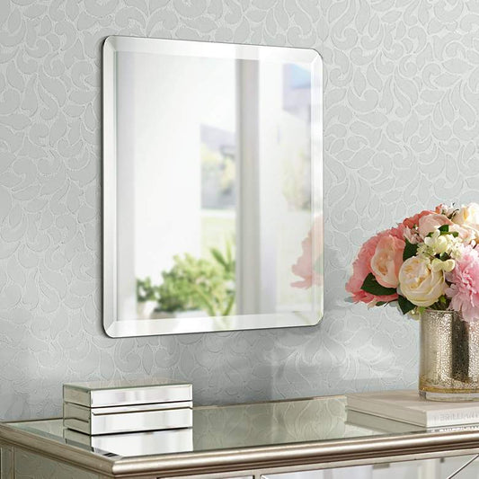 Square Frameless 18" Wide Beveled Wall Mirror