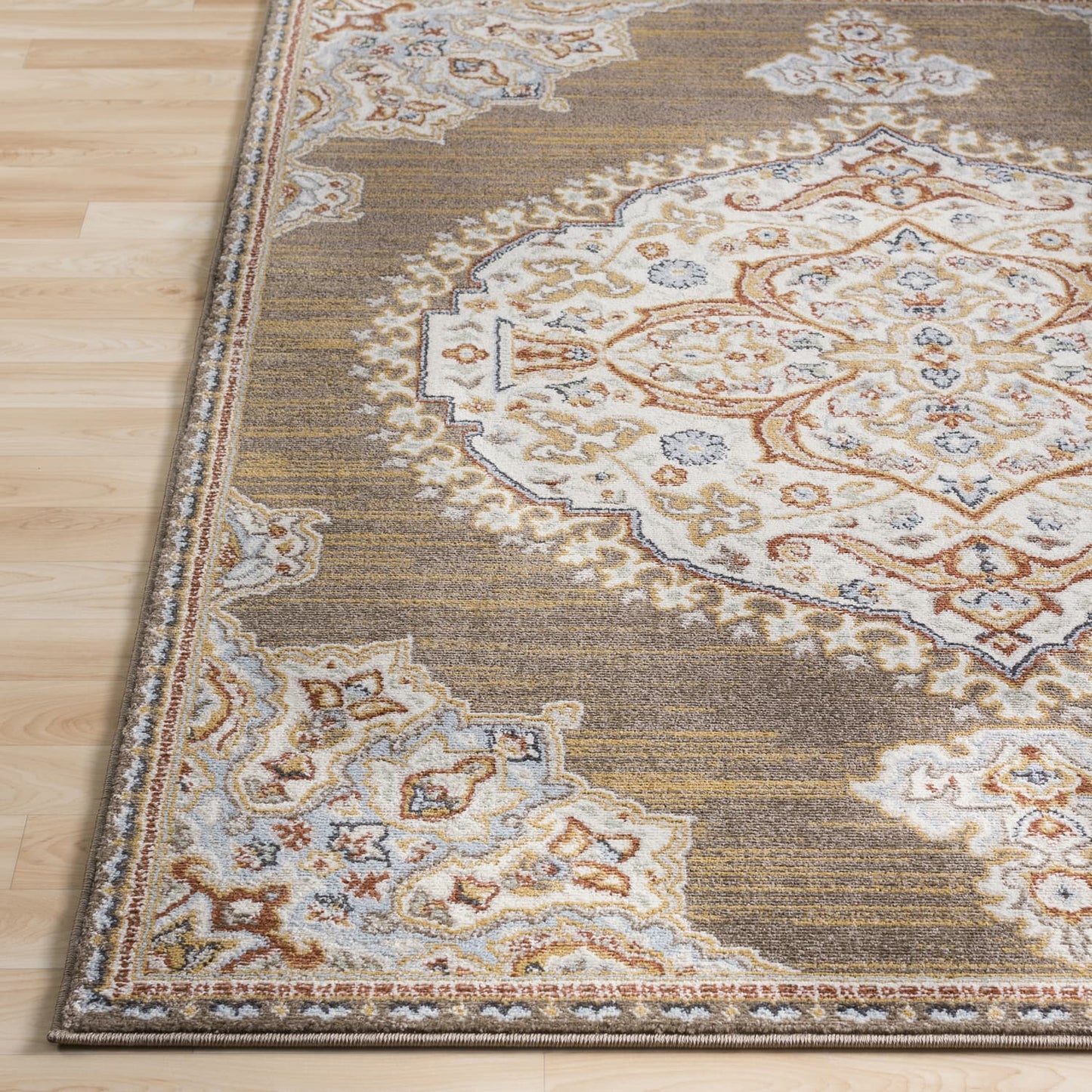 Vintage Ivory Brown Area Rug
