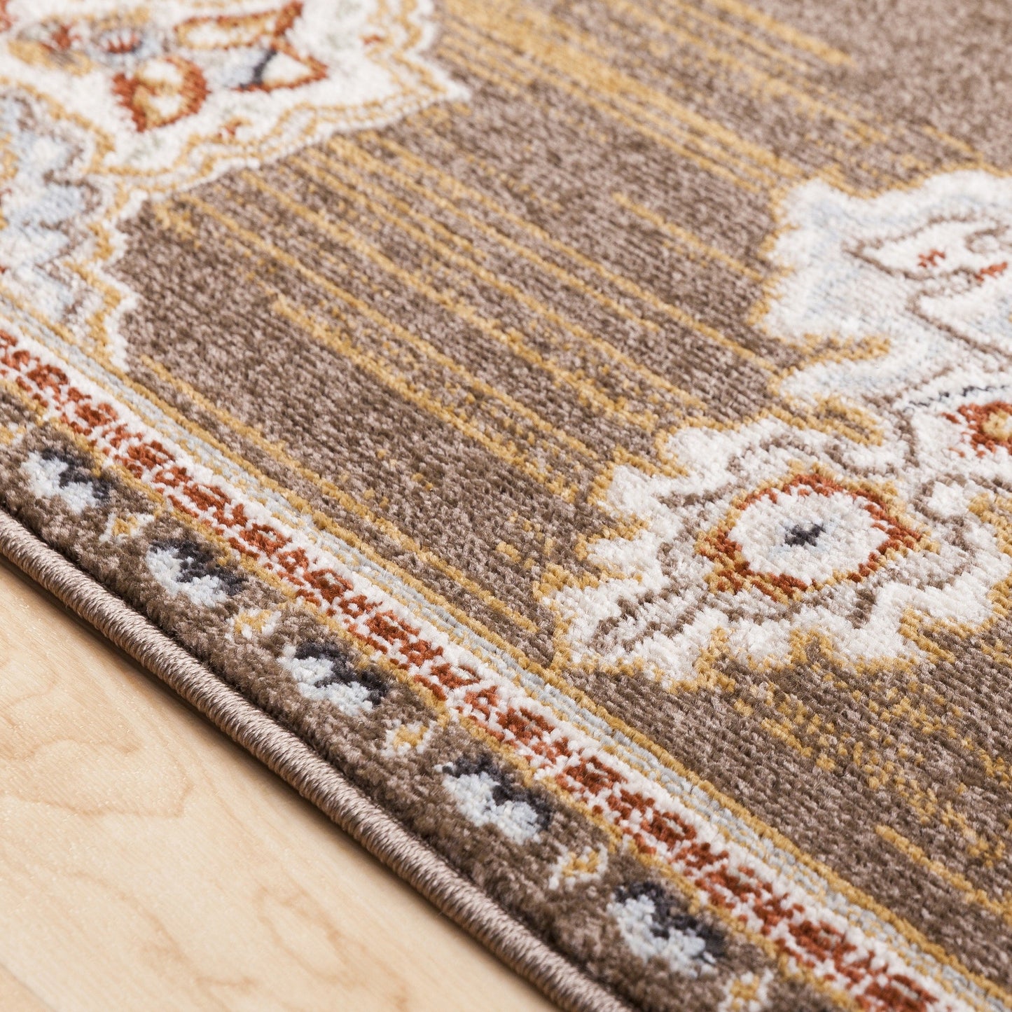 Vintage Ivory Brown Area Rug