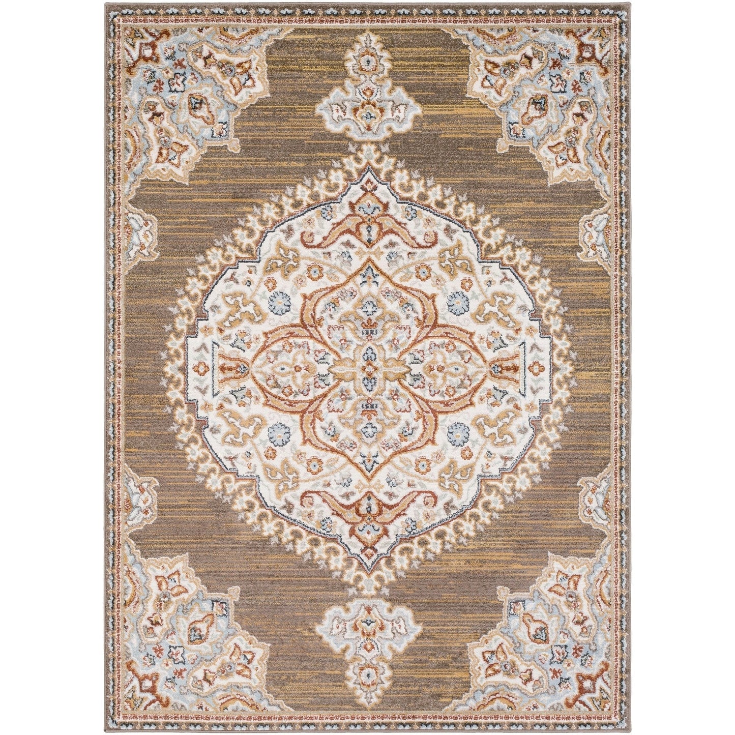 Vintage Ivory Brown Area Rug