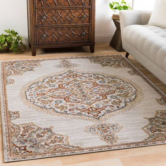Vintage Medallion Gray Beige Ivory Area Rugs