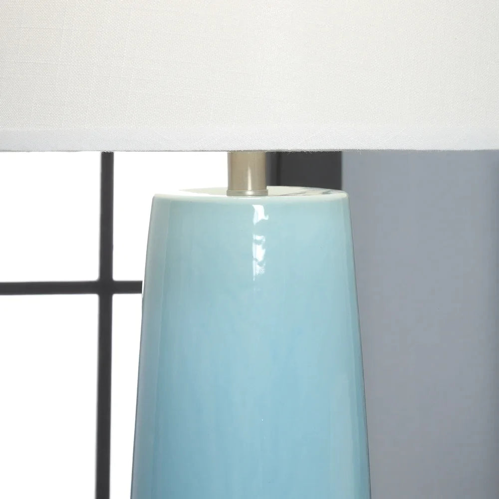 Paignton Blue and Black 29-inch Ceramic Tapered Drum Table Lamp