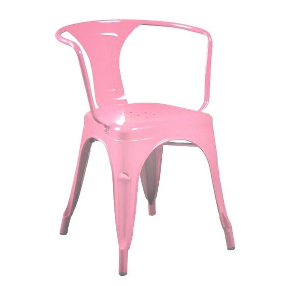 Pink Metal Chair with Arms - 28.5"H (SH17.5) x 20.5"W x 20"