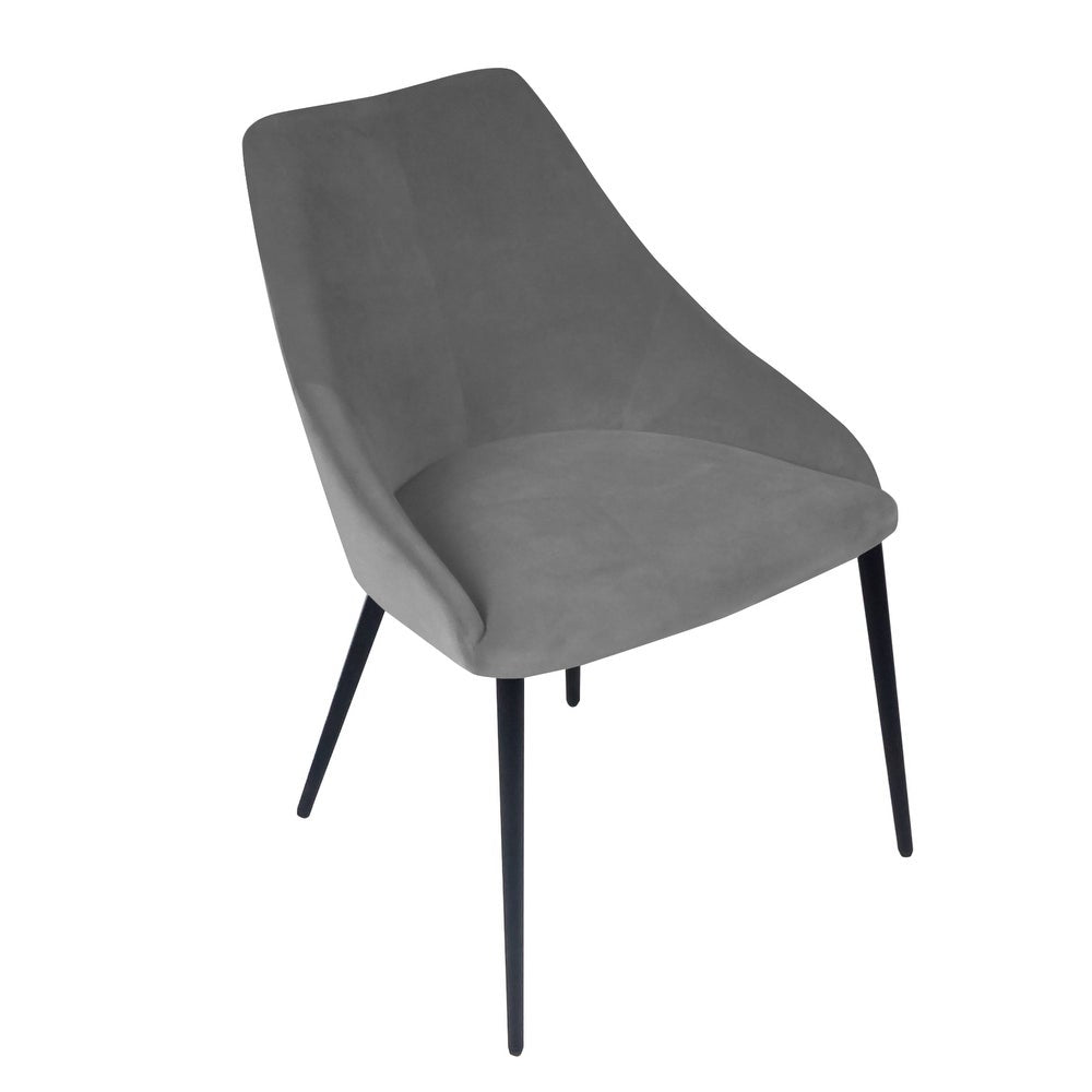 Pitch Harmony Velvet Upholstered Dining Chair with Conic Legs - 22"L x 19"W x 32"H - Stone Grey