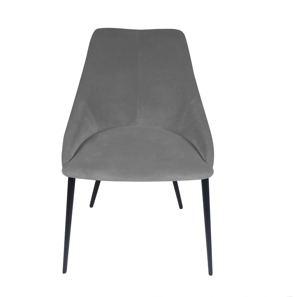 Pitch Harmony Velvet Upholstered Dining Chair with Conic Legs - 22"L x 19"W x 32"H - Stone Grey