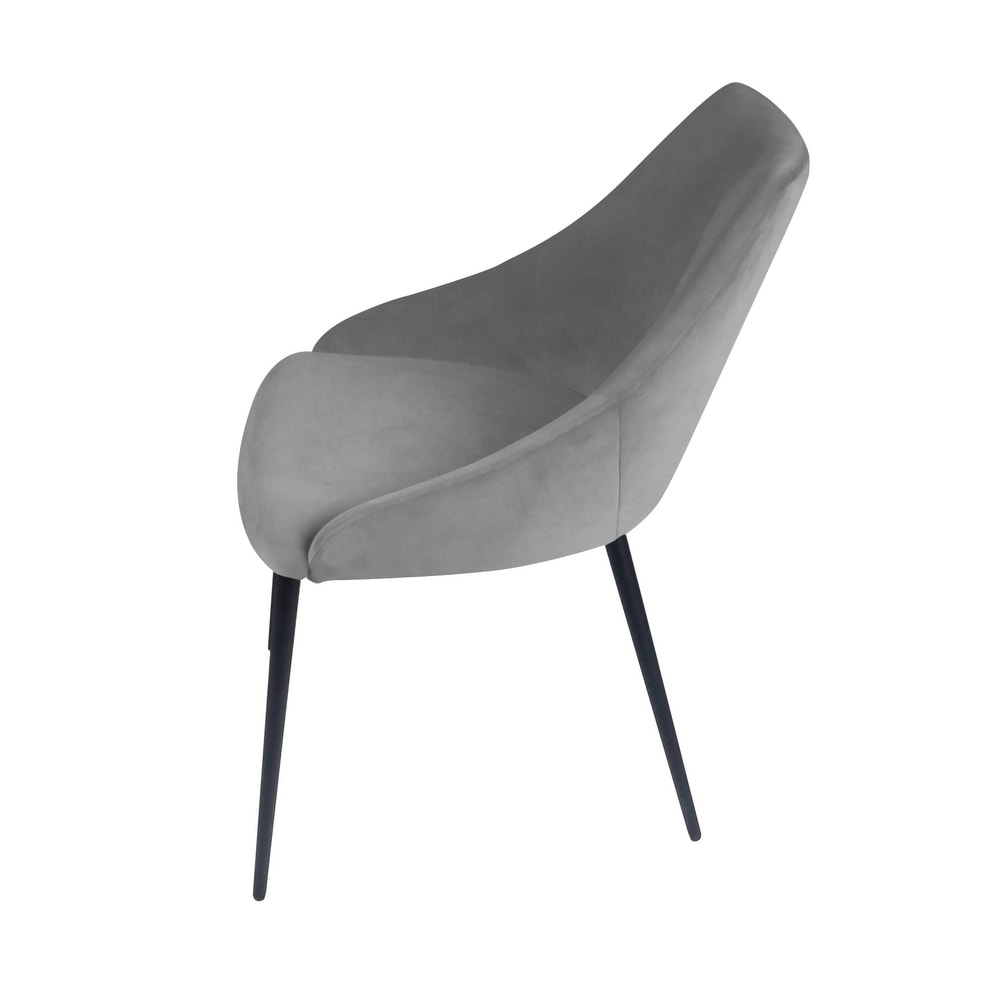 Pitch Harmony Velvet Upholstered Dining Chair with Conic Legs - 22"L x 19"W x 32"H - Stone Grey