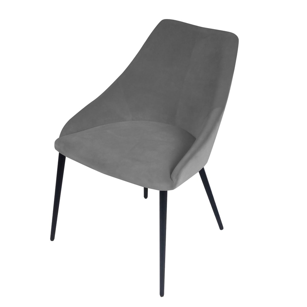 Pitch Harmony Velvet Upholstered Dining Chair with Conic Legs - 22"L x 19"W x 32"H - Stone Grey