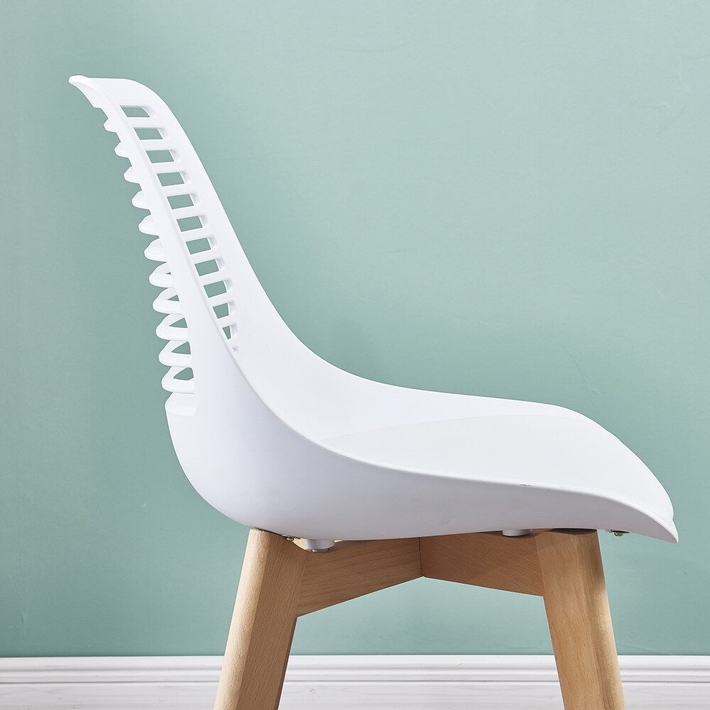 Plastic Chair for Living Room Dining Chair with Wood Leg (Set of 2 Gray Color)