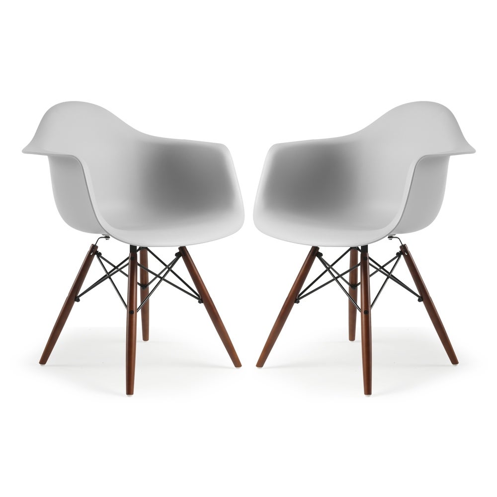 Edgemod Vortex Walnut Wood Leg Dining Arm Chairs (Set of 2)
