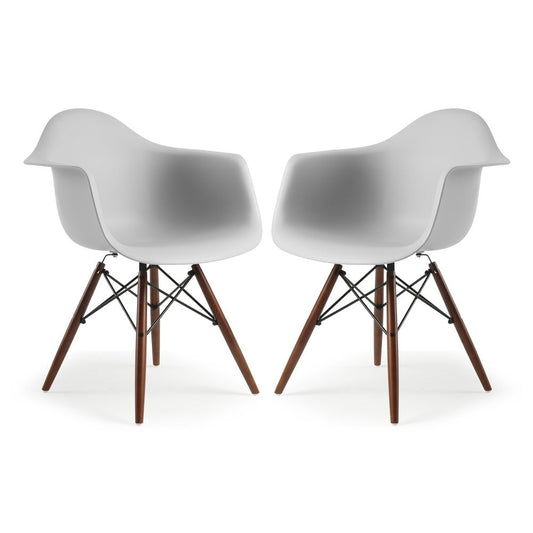 Edgemod Vortex Walnut Wood Leg Dining Arm Chairs (Set of 2)