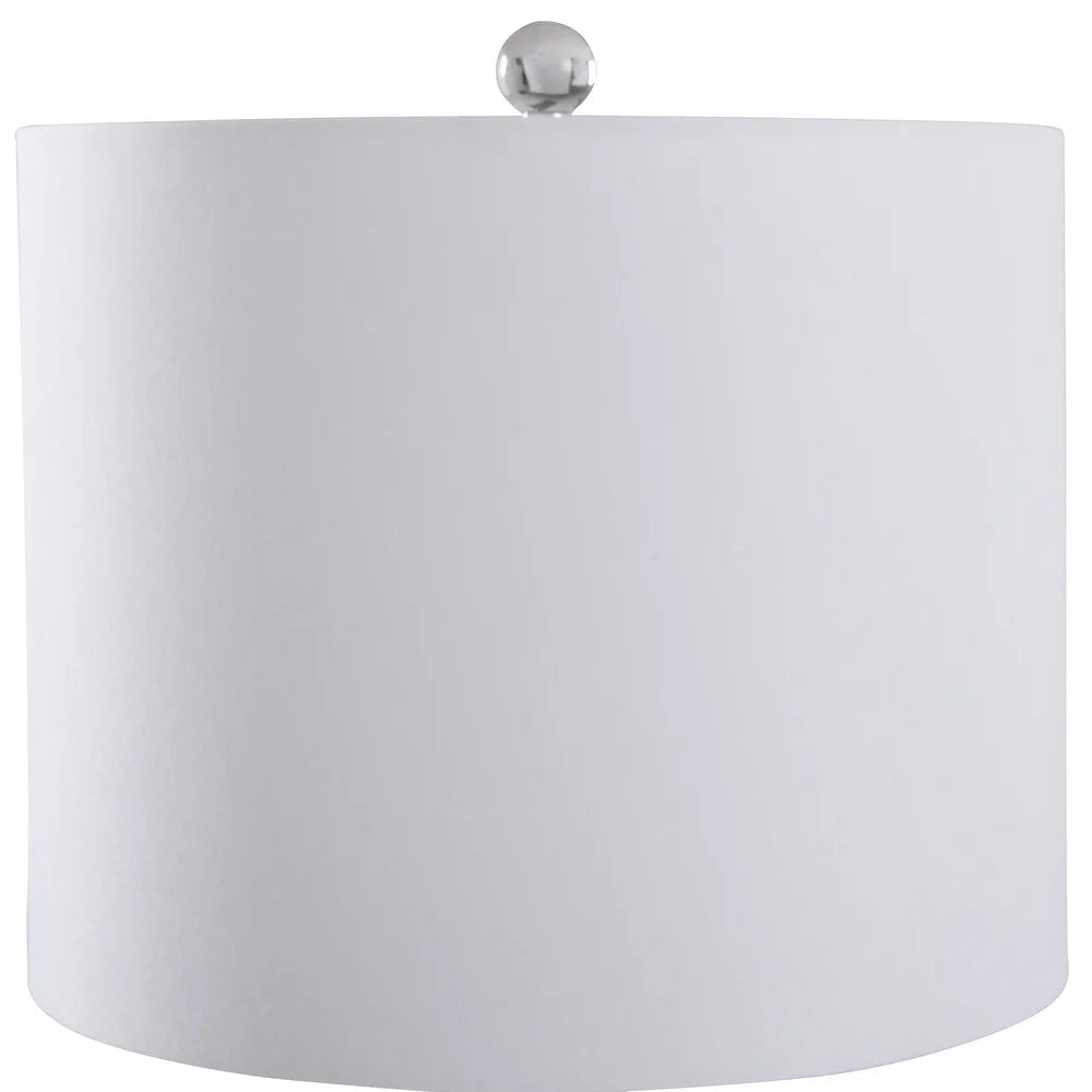 Amber Glass - Blistered Glass Table Lamp - White Linen Shade