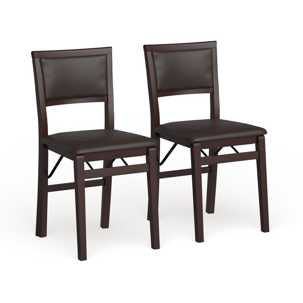 Porch & Den Aldersey Espresso Folding Chair with Dark Brown Seat (Set of 2)