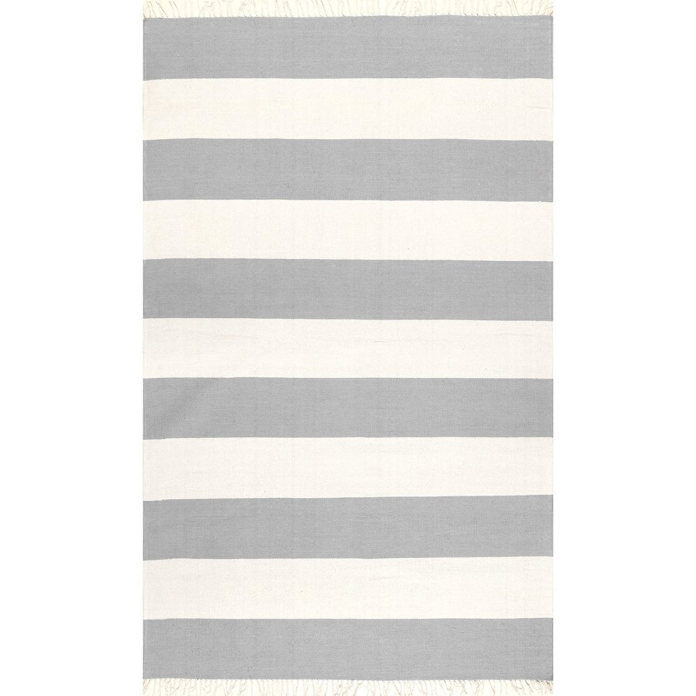 Casual Coastal Stripped Fringe Area Rug