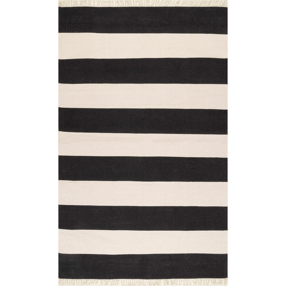 Casual Coastal Stripped Fringe Area Rug
