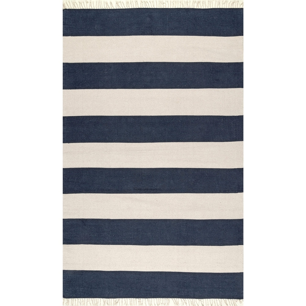 Casual Coastal Stripped Fringe Area Rug
