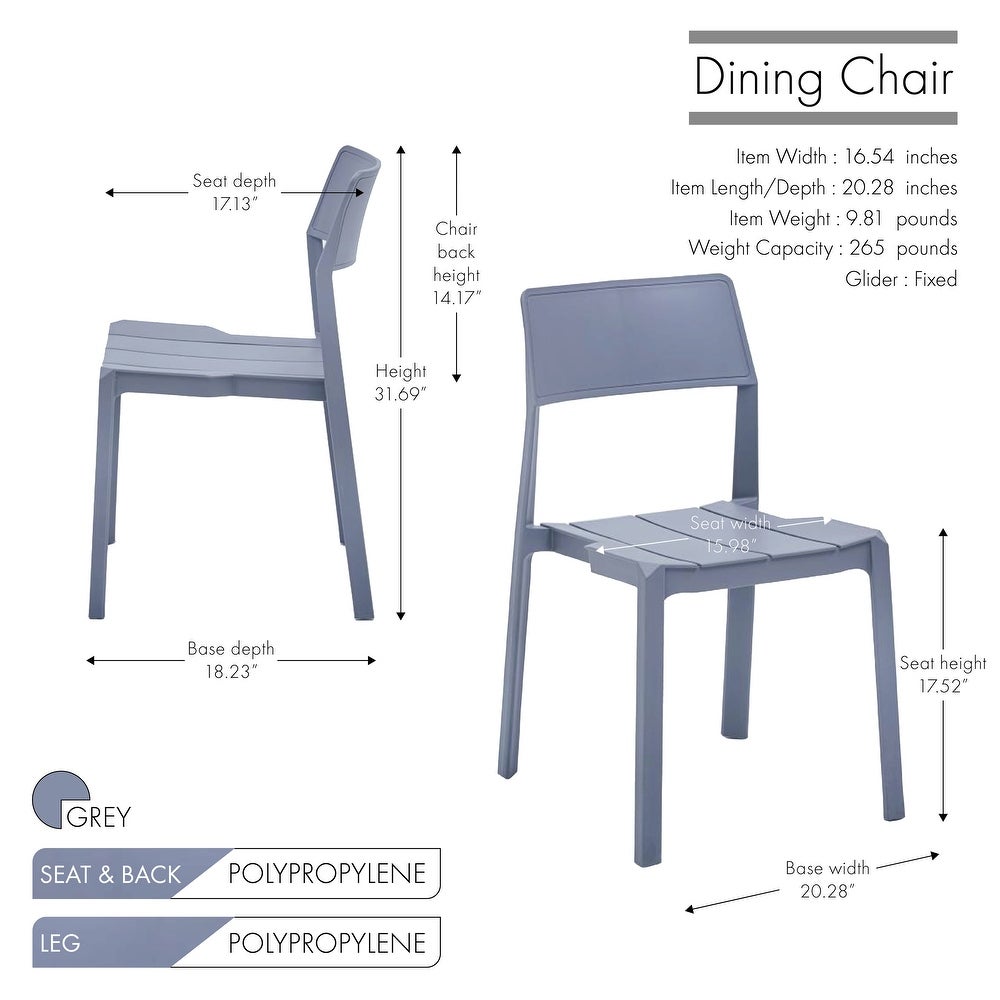 Porthos Home Brock Stackable Dining Chairs Set of 2, Overall Plastic