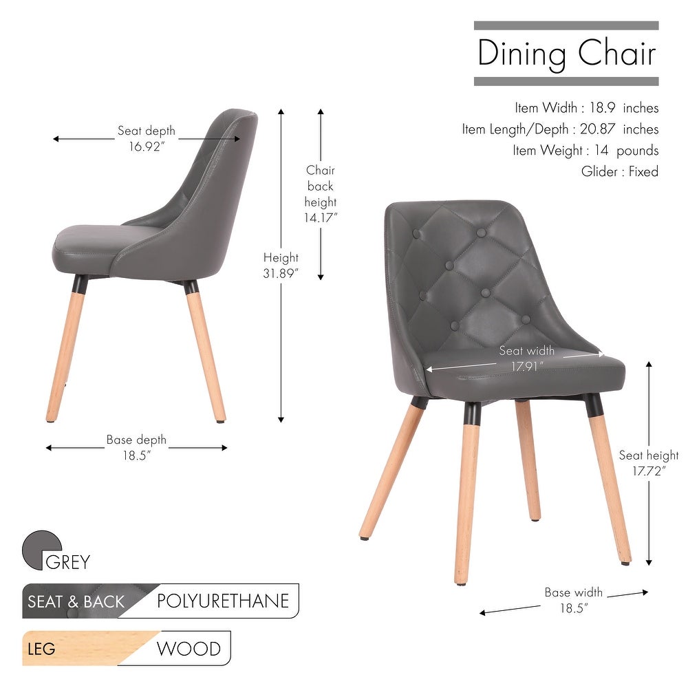 Porthos Home Dakari Dining Chairs, PU Leather Upholstery, Wooden Legs