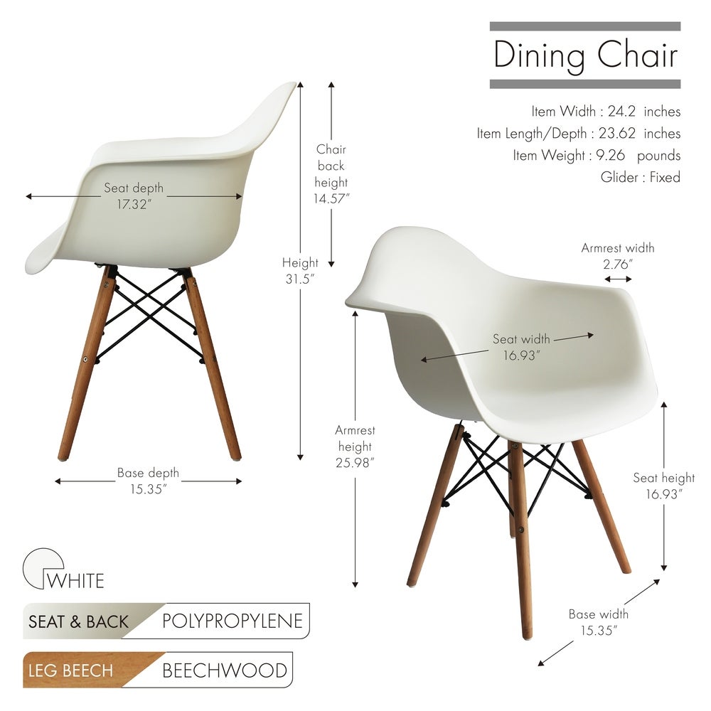 Porthos Home Eban Modern Dining Chairs, Polypropylene (PP) & Beech Wood, Set Of 2
