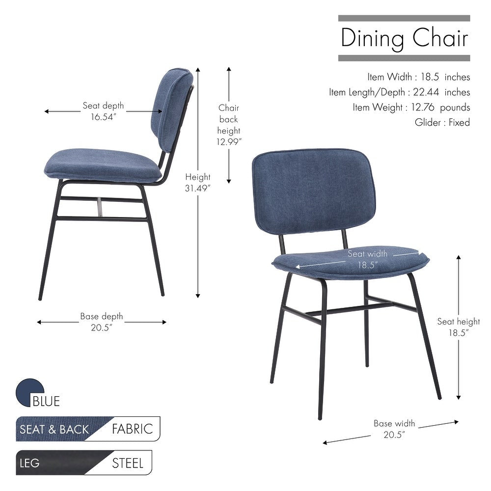 Porthos Home Efia Set of 2 Dining Chairs, Steel Frames, Armless - Grey