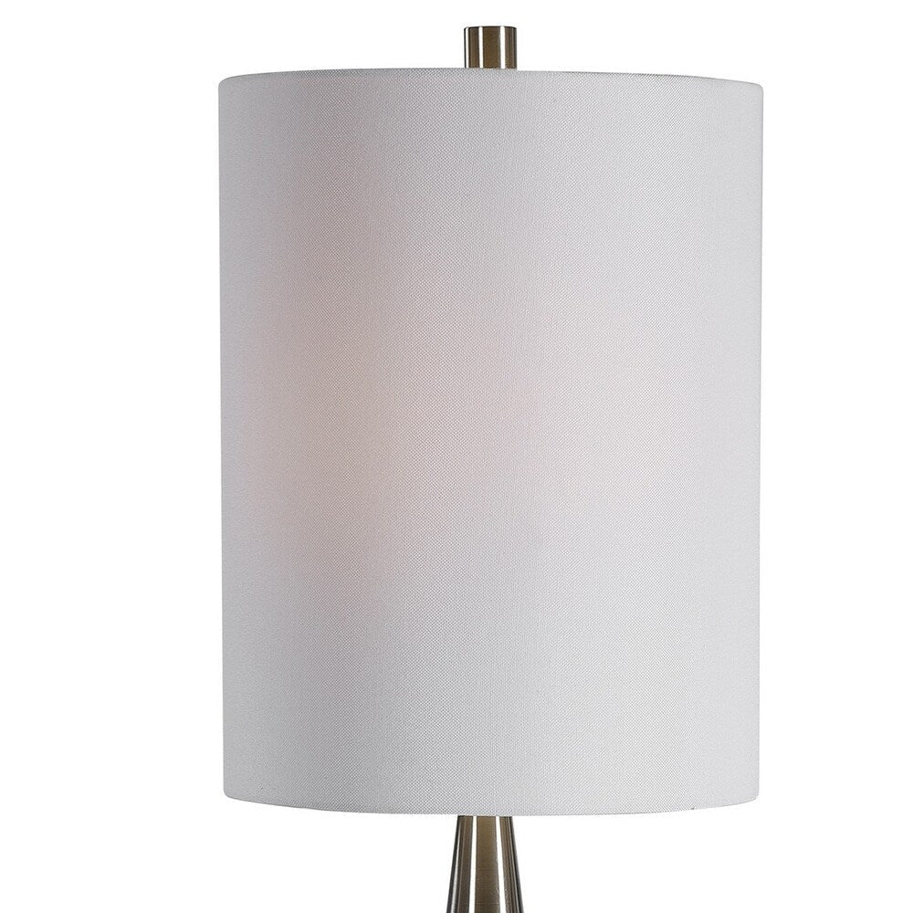 Pot Bellied Shape Glass Table Lamp with 3 Way Switch, White