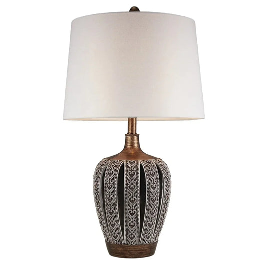 Primo Tall Brown Table Lamp with White Lamp Shade - Large