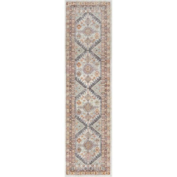 Vera Vintage Ivory Grey Rust Tribal Diamond Medallion Pattern Area Rug