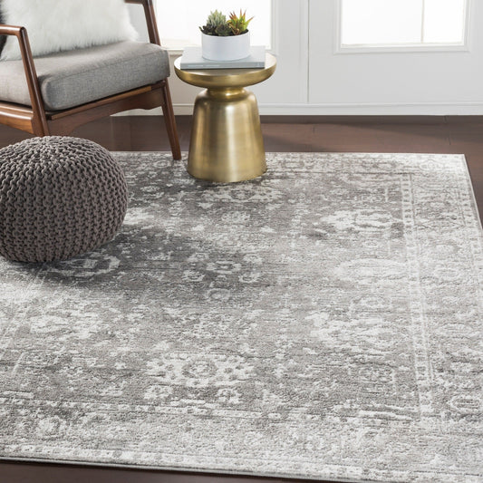 Distressed Light Gray White Soft Area Rug