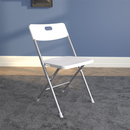 Resin Seat & Back Folding Chair, White, 4-Pack