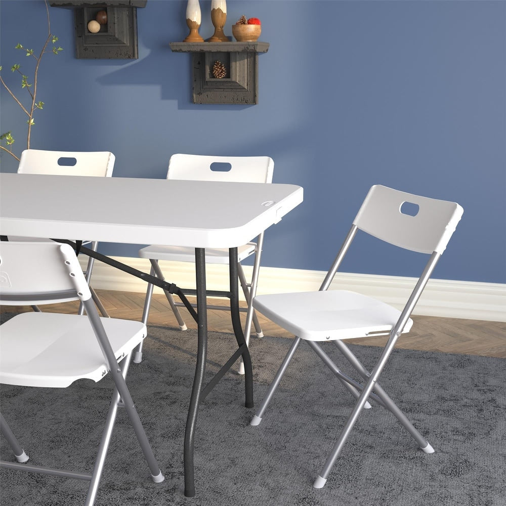 Resin Seat & Back Folding Chair, White, 4-Pack