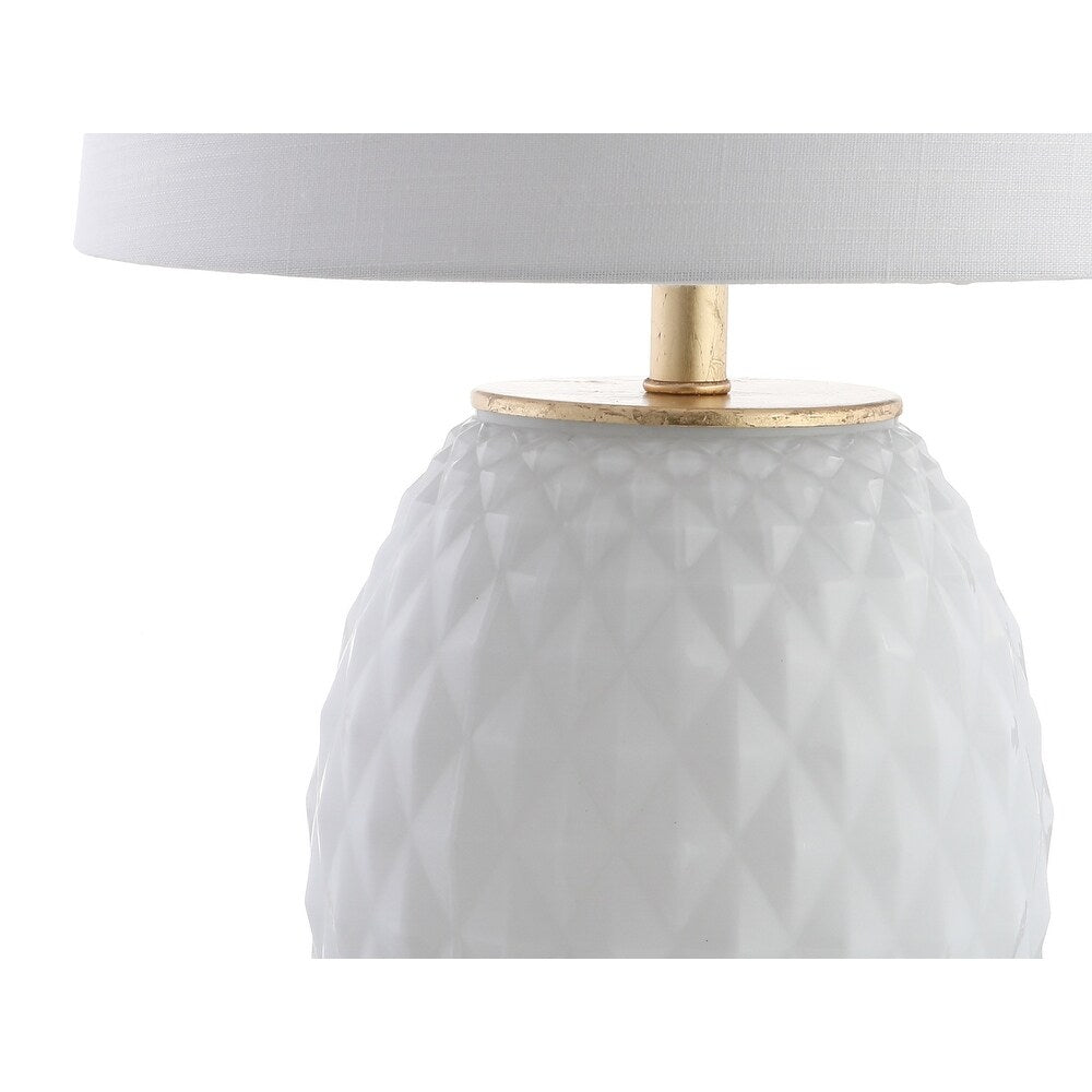 Ronald 25.5" LED Glass/Metal Table Lamp, White/Gold Leaf