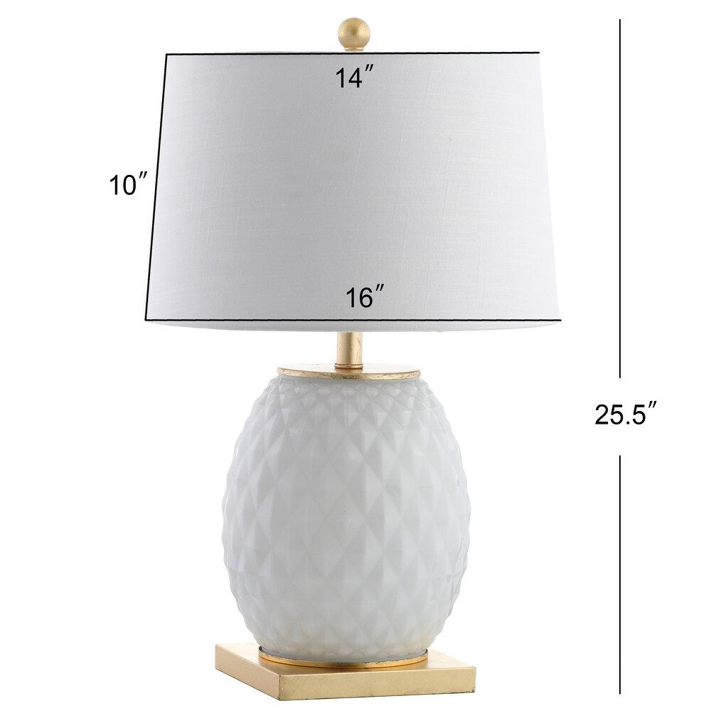 Ronald 25.5" LED Glass/Metal Table Lamp, White/Gold Leaf