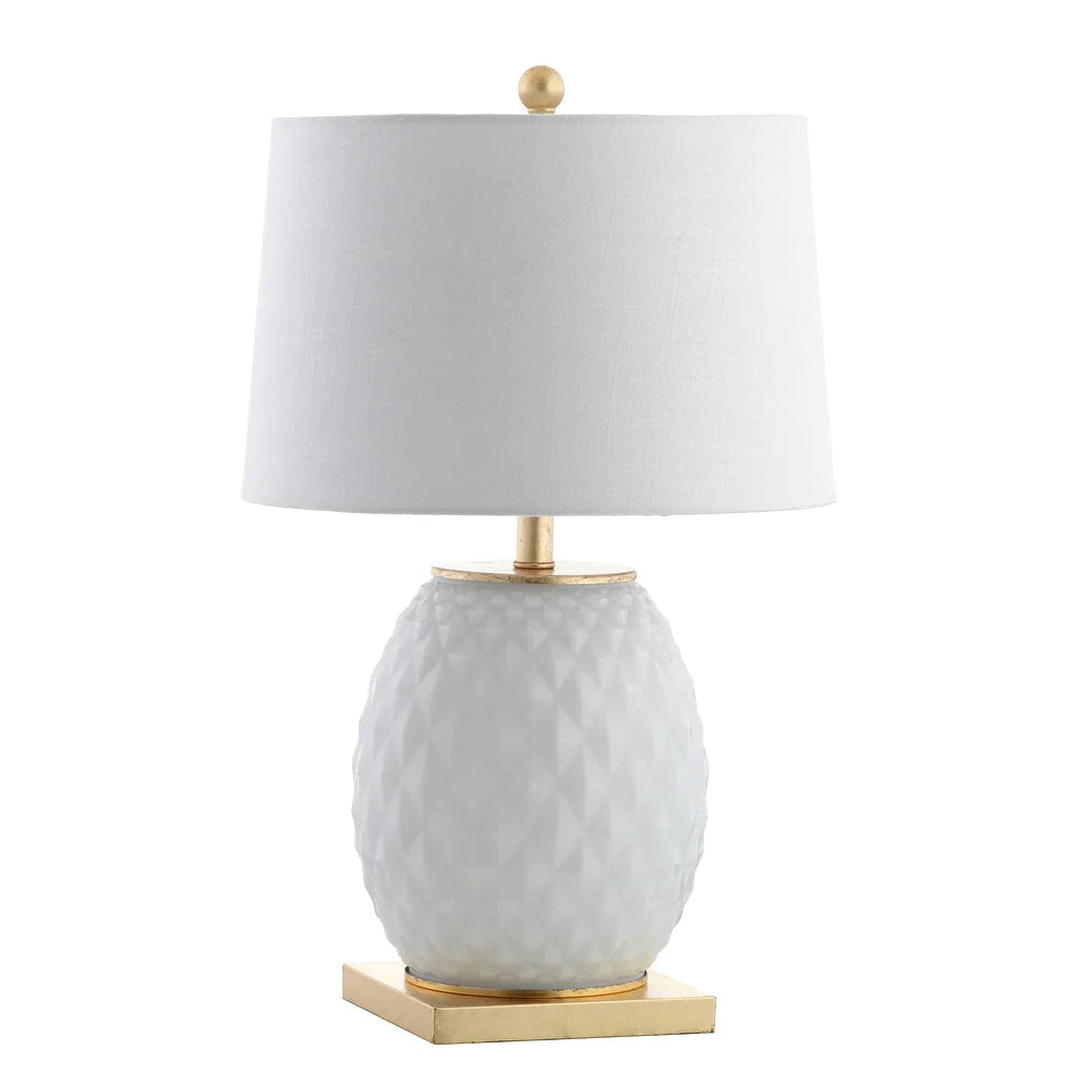 Ronald 25.5" LED Glass/Metal Table Lamp, White/Gold Leaf