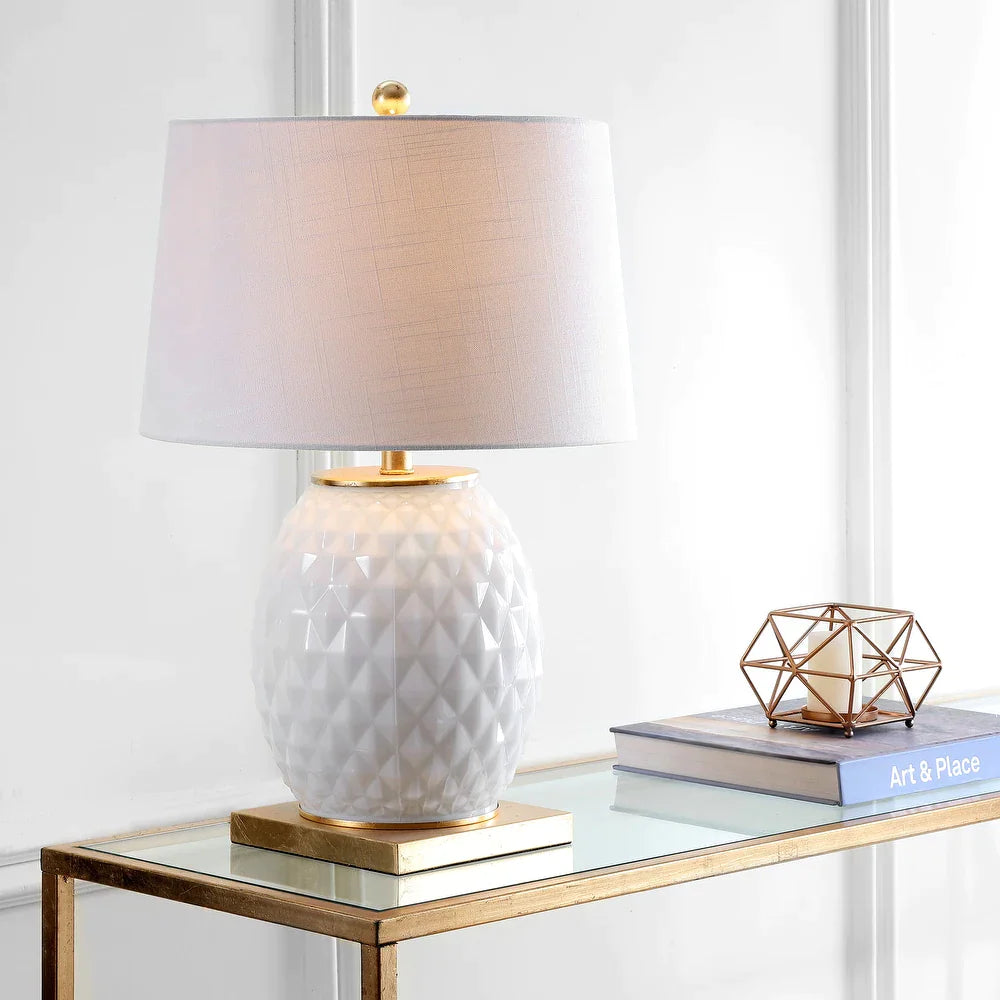 Ronald 25.5" LED Glass/Metal Table Lamp, White/Gold Leaf