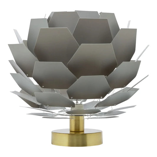 Rowena River of Goods Gray and Brushed Gold Lotus 11-Inch Table Lamp - 11.5" x 11.5" x 11"