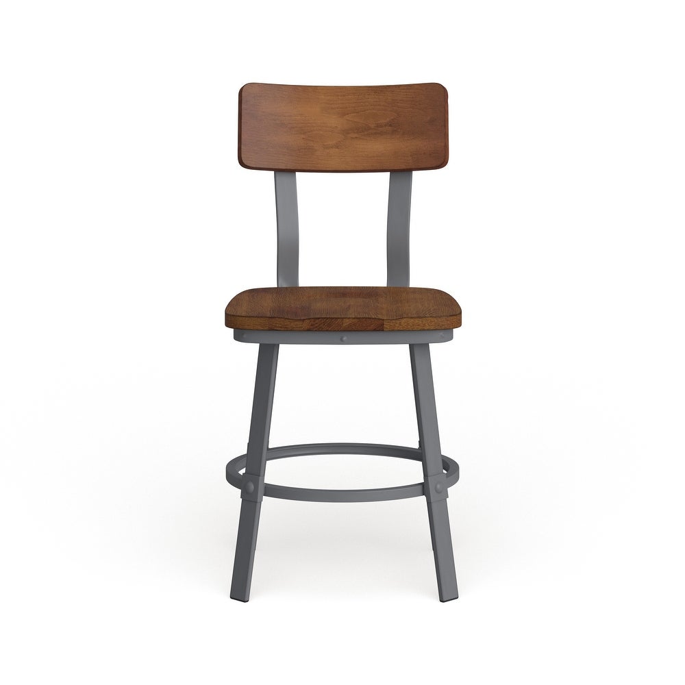 Rustic Walnut Restaurant Chair with Wood Seat & Back and Gray Powder Coat Frame - 16.25"W x 22.25"D x 33.5"H